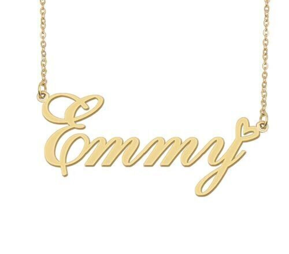 4832 Emmy Name Necklace Heart Charm Pendant 18k Gold Plated Stainless Steel